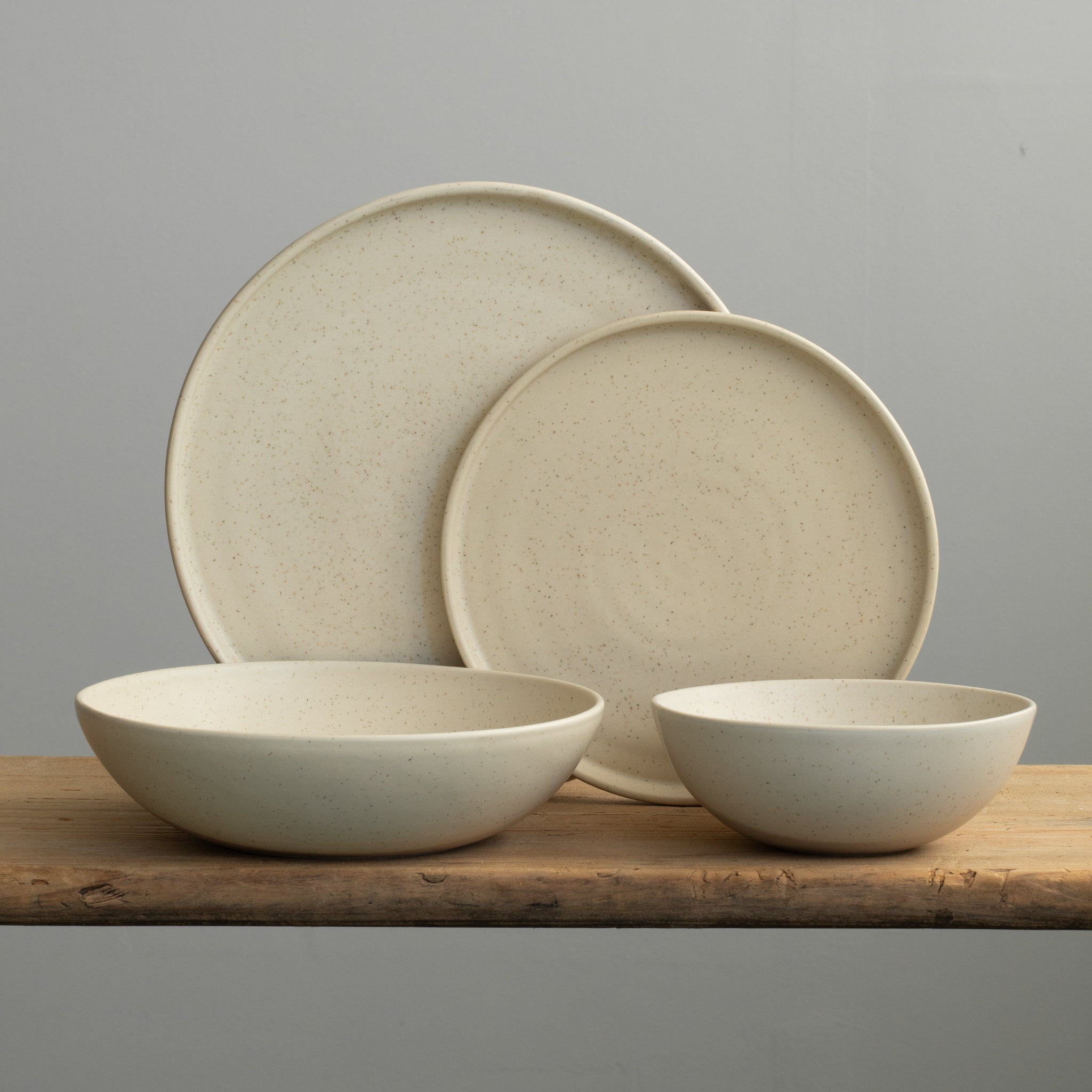 Geschirr Set komplett Speckled Beige 16-teilig