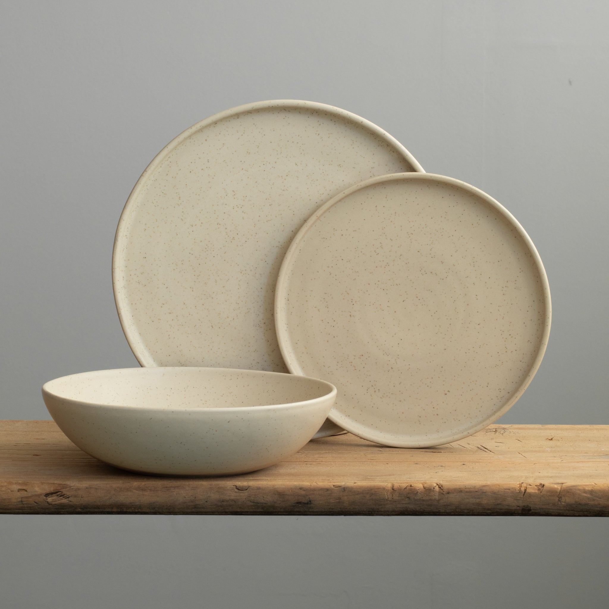 Pasta Geschirr Set Speckled Beige 12-teilig