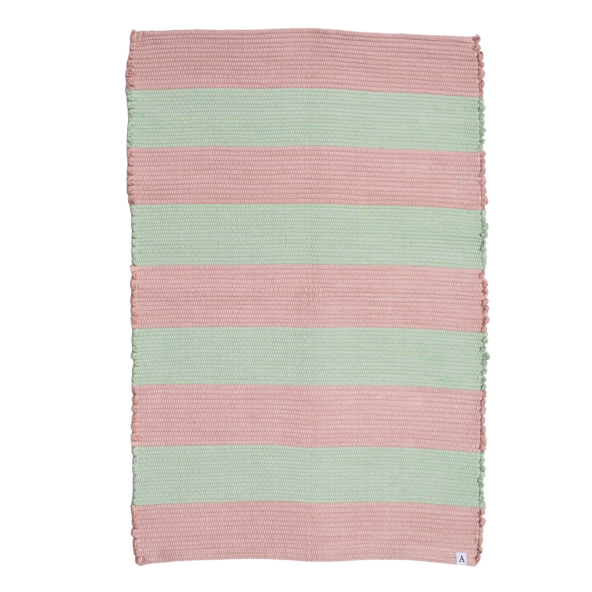 Lotta – gestreifter Teppich in Rosa/Grün (60x90cm)