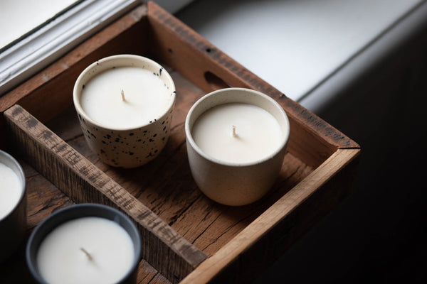 Scented candles and candlesticks