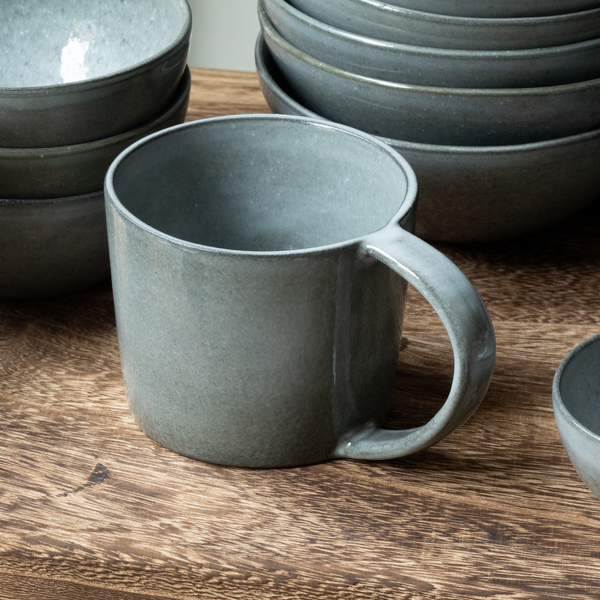 Large tea cup with handle stoneware robust handmade dishwasher 