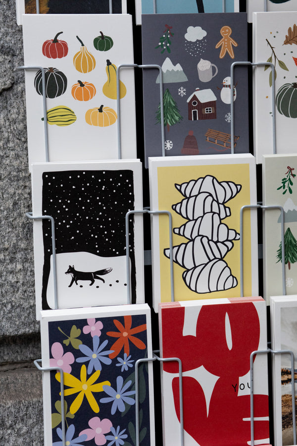 Postkarten mit Illustrationen und Landschaftsfotografie