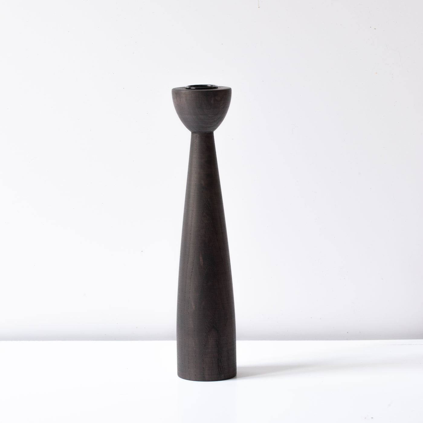 Candle holder Modern (L) blackened beech wood