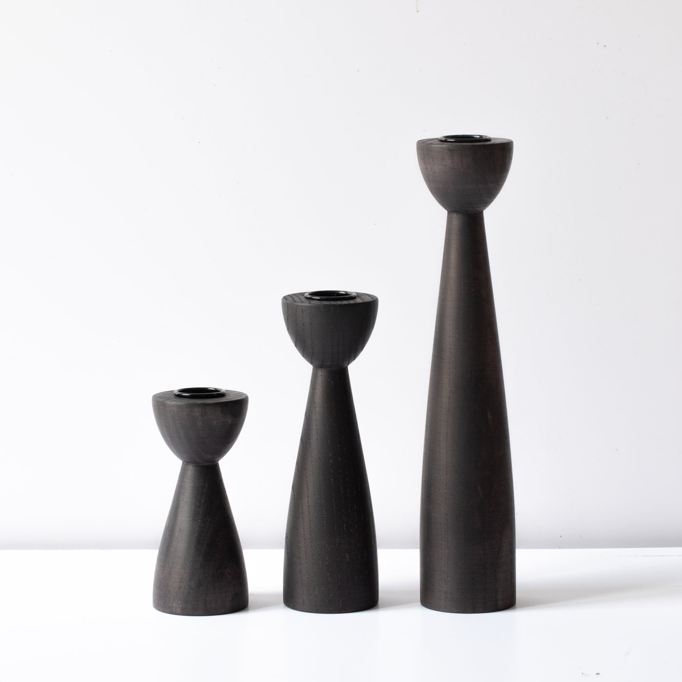 Candle holder Modern (L) blackened beech wood