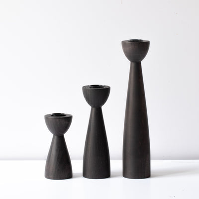 Candle holder Modern (S) blackened beech wood