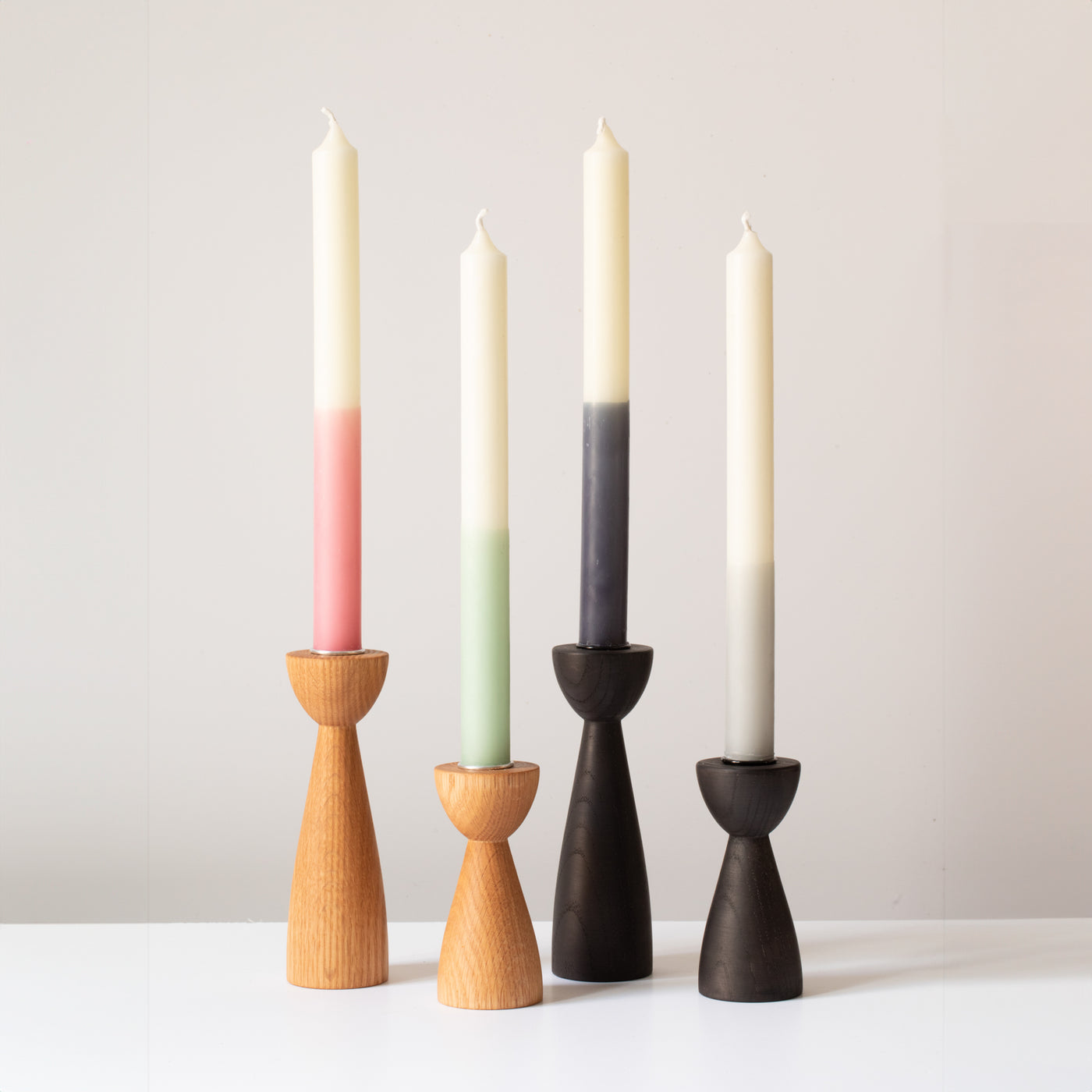 Candle holder Modern (S) blackened beech wood