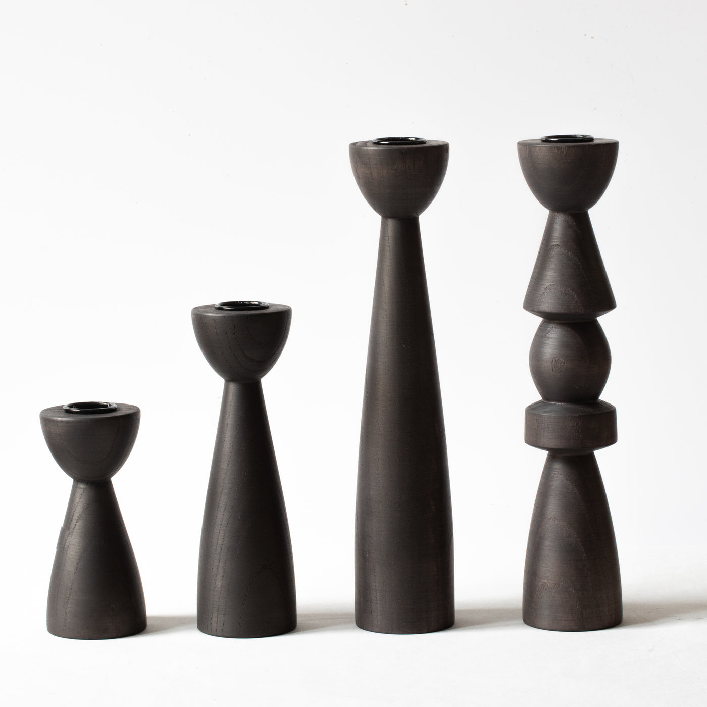 Candle holder Elements (L) blackened beech wood