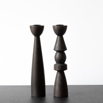 Candle holder Elements (L) blackened beech wood