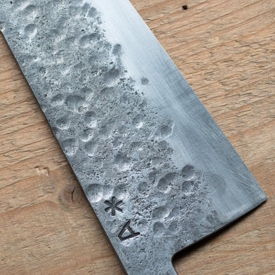Santoku kitchen knife with boxwood handle