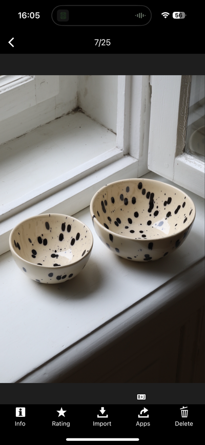 Large Snack Bowl Black Dots