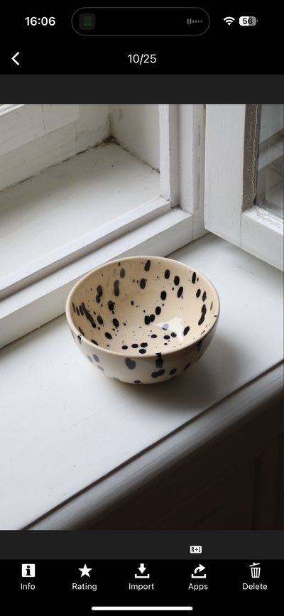 Large Snack Bowl Black Dots