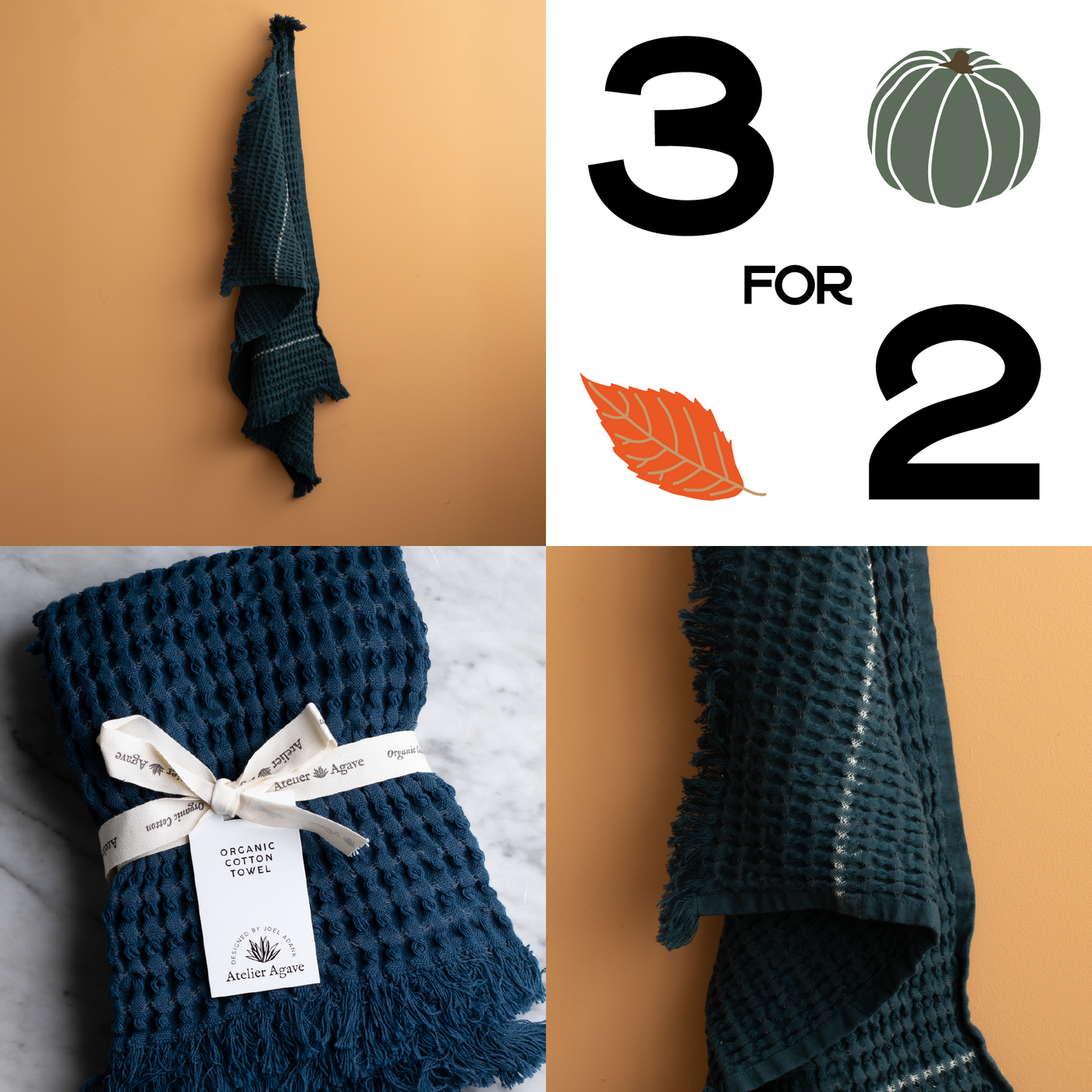 3 für 2: Waffel Handtuch Navy