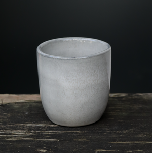 Ceramic espresso mug without handle in light gray stoneware