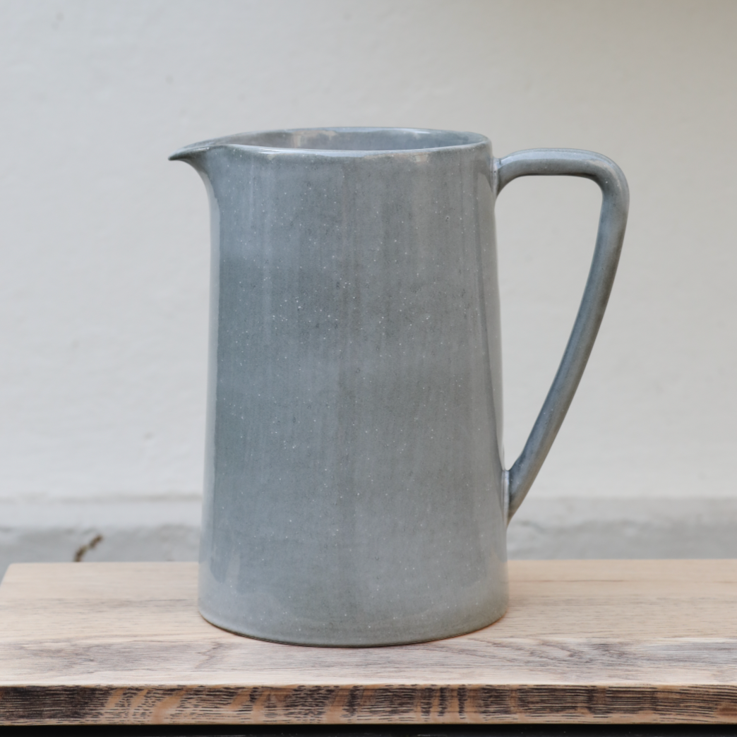 Grau-blauer Krug Wasserkrug Teekrug gross 2l Steinzeug Keramik Ton