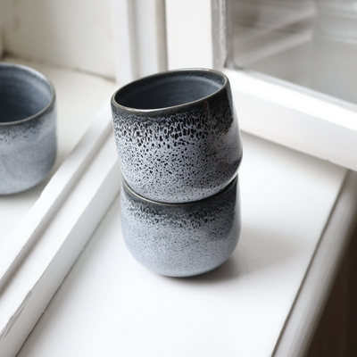 Latte Cup Keramik Blau Tulpenförmig Kaffeebecher