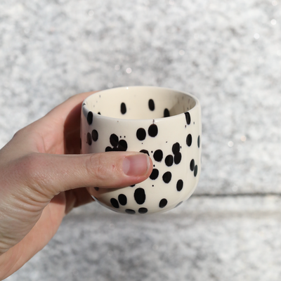 Latte Cup Black Dots