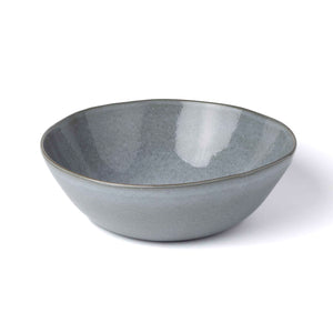 Salatschüssel Keramik Geschirr aus Steinzeug reaktive Glasur Grau Blau