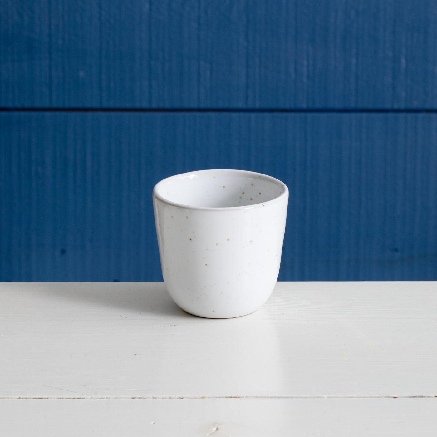 Barista Cappuccino Cup Becher Kaffee Steinzeug weiss gepunktete Glasur