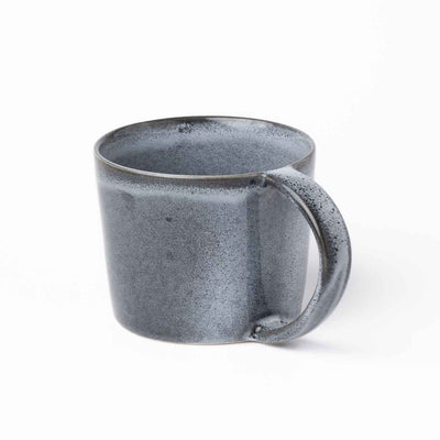 Large tea cup with handle modern style blue reactive glaze stoneware