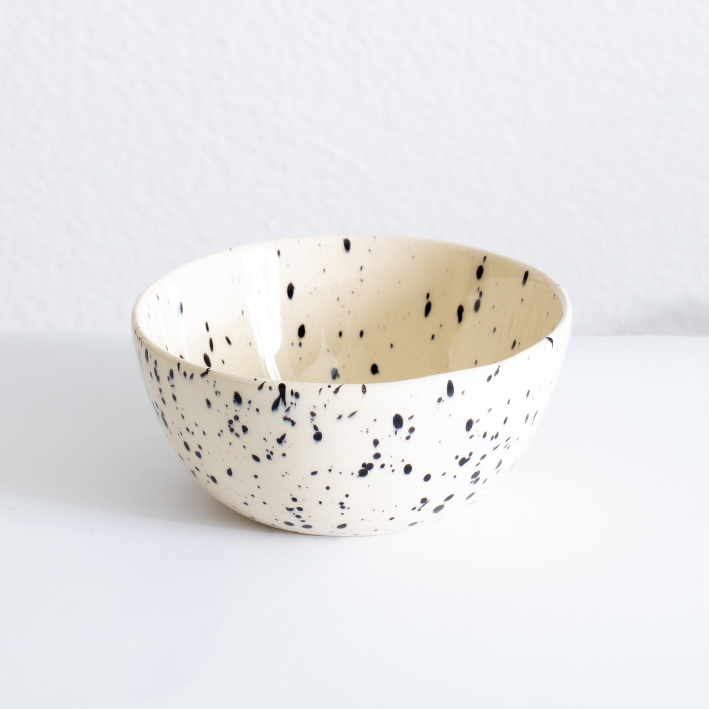 Main dish bowl for poke or curries in beige with black color speckled handmade