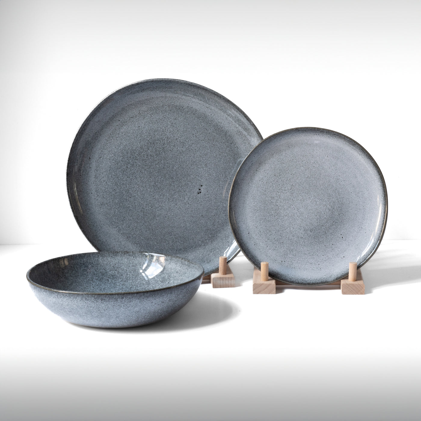 Set de vaisselle avec assiette à pâtes Blue Sand 12 pièces