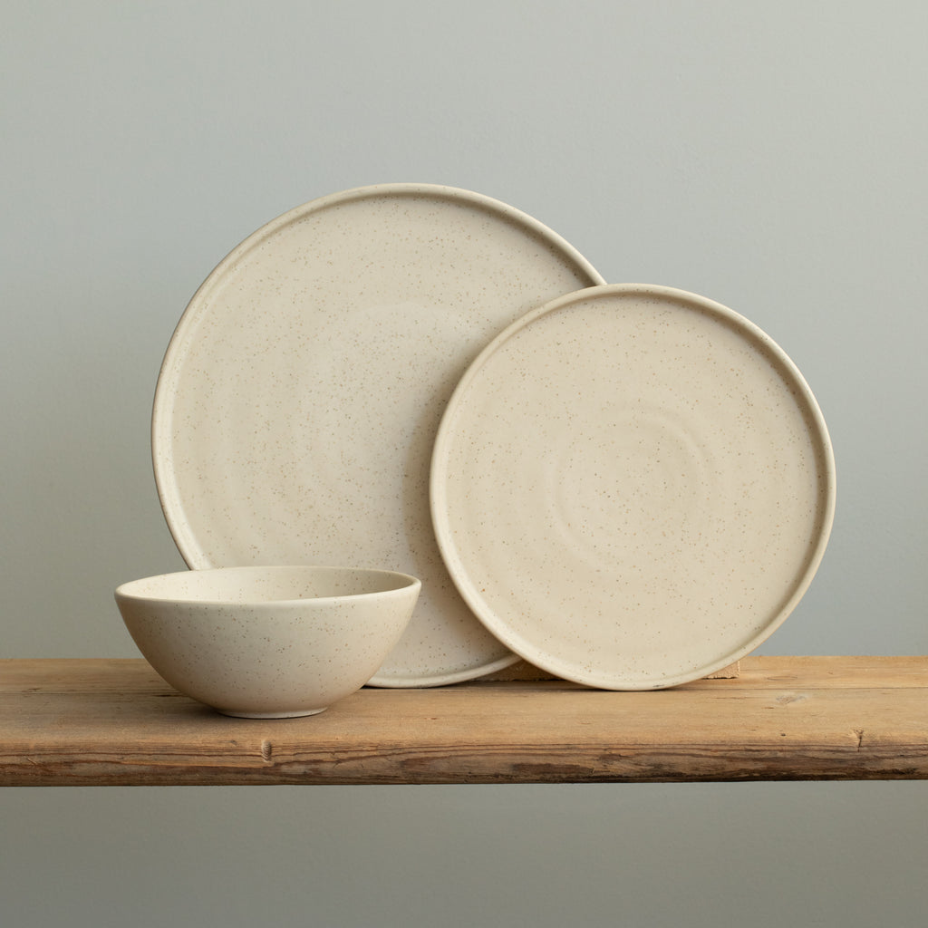 Basic Geschirr Set Speckled Beige 12-teilig