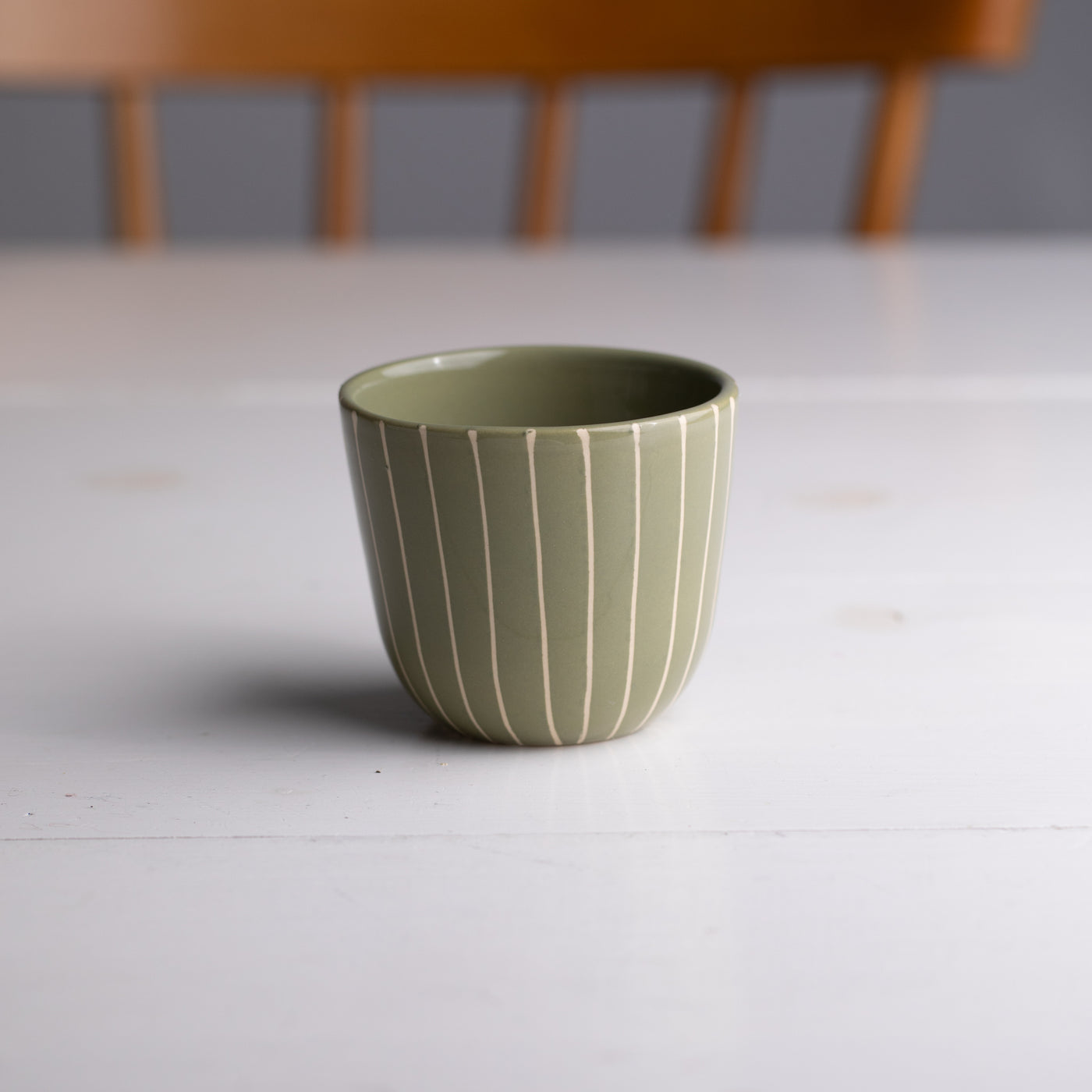 Cappuccino Becher Striped Olive