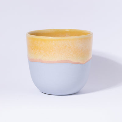 Cappuccino Becher Gelb / Hellblau