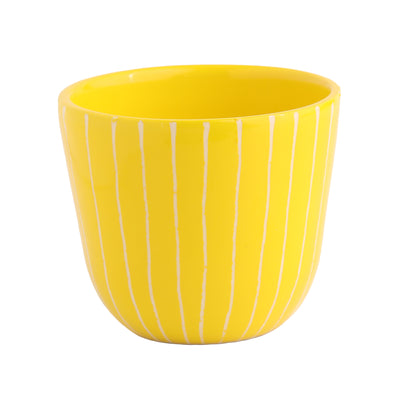 Cappuccino Becher Striped Yellow