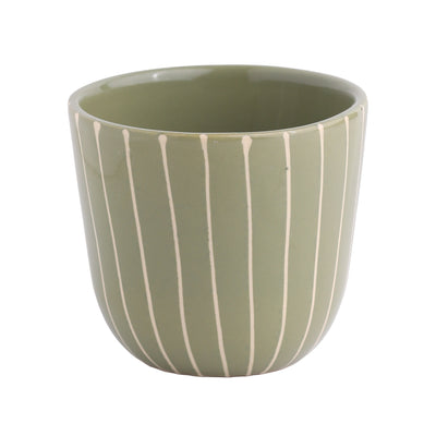 Cappuccino Becher Striped Olive