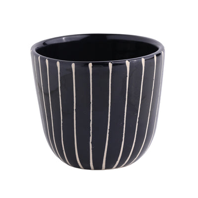 Cappuccino Becher Striped Black
