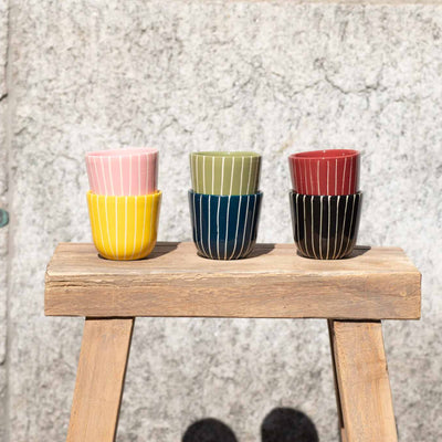 Cappuccino Becher Striped Rosa