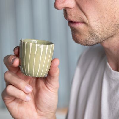 Espresso Becher Striped Olive