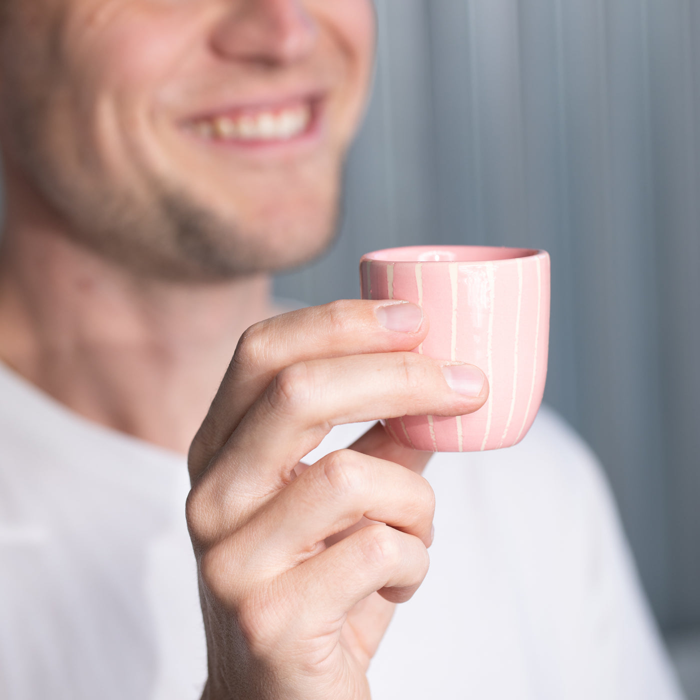 Espresso Becher Striped Rosa