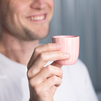 Espresso Becher Striped Rosa