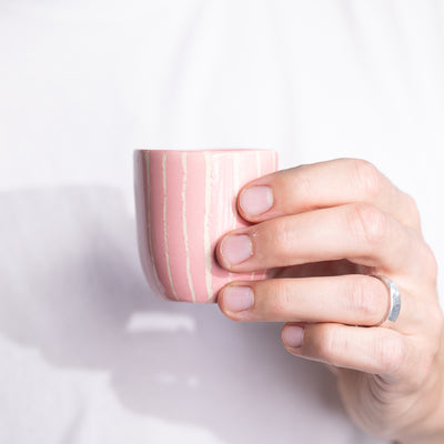 Espresso Becher Striped Rosa