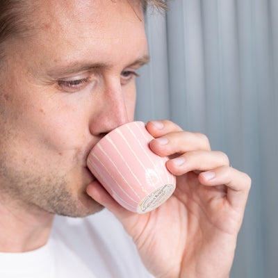 Espresso Becher Striped Rosa