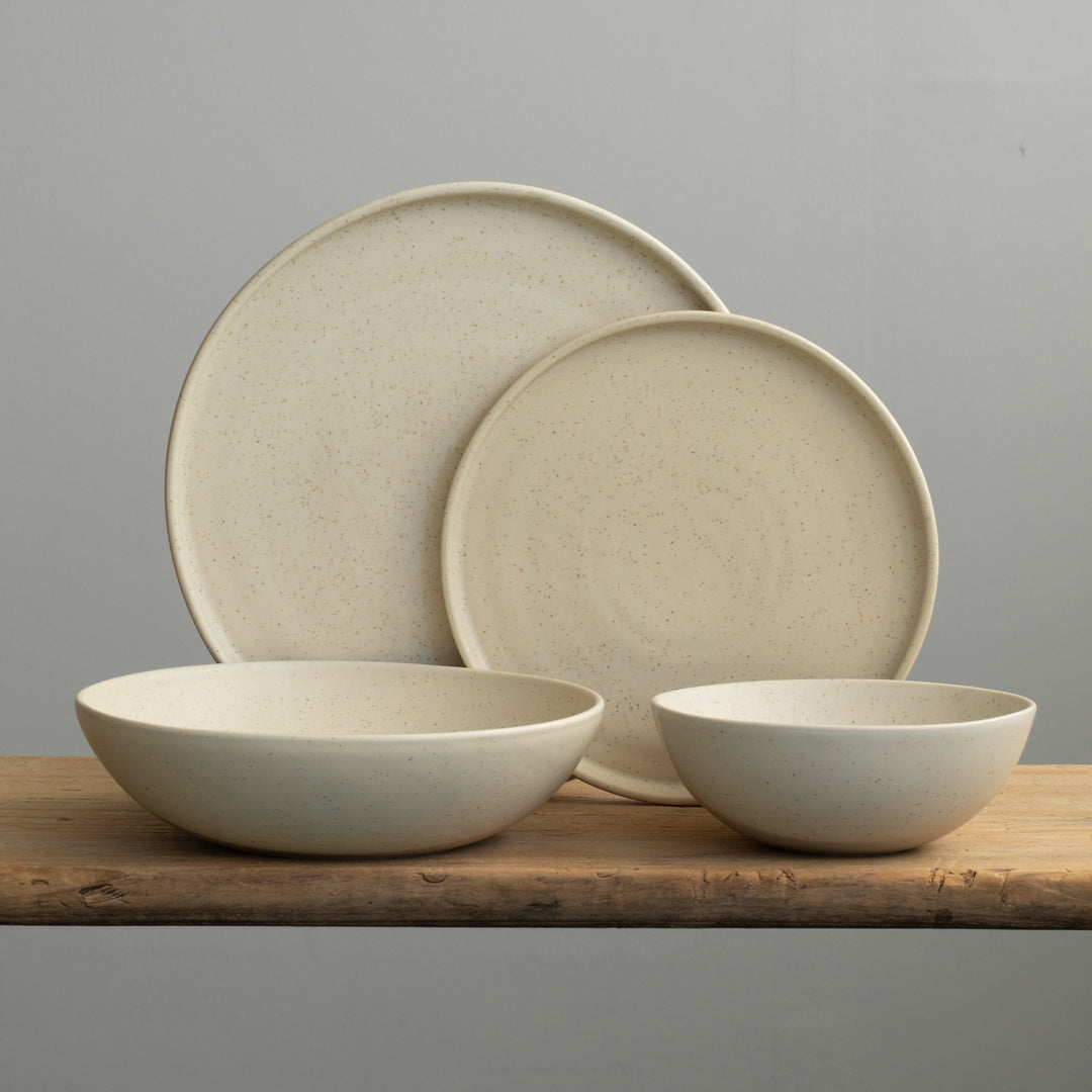 Geschirr Set komplett Speckled Beige 16-teilig