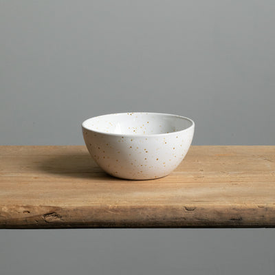 Large snack bowl from the front with golden speckles