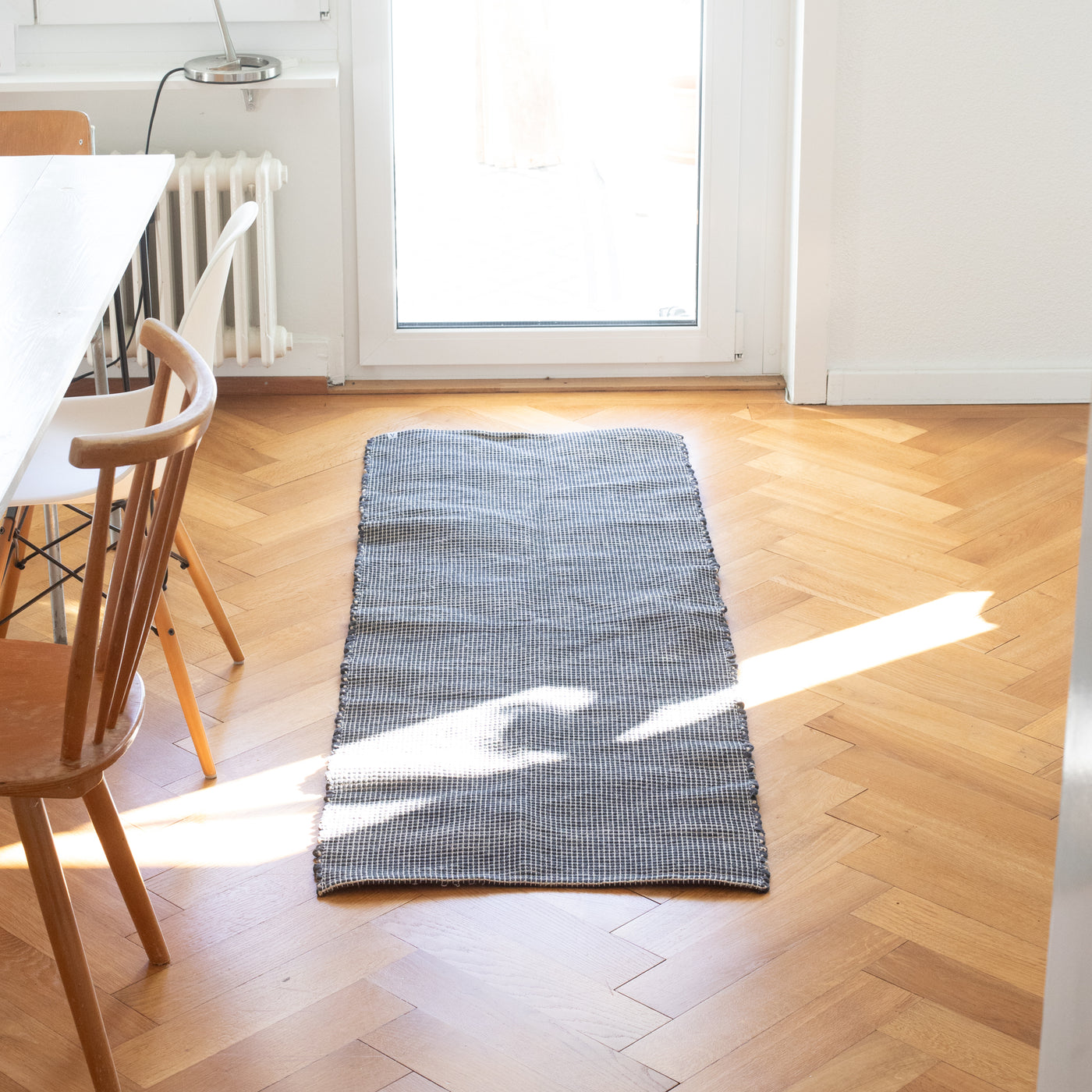 Yan – Farbiger Jute Läufer Teppich in Schwarz (60x180cm)