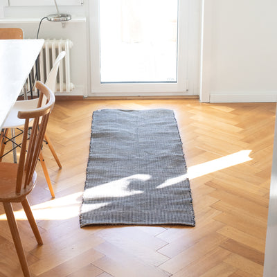 Yan – Farbiger Jute Läufer Teppich in Schwarz (60x180cm)