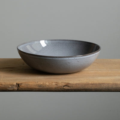 Grande assiette à pâtes en grès avec bord de 6cm de haut