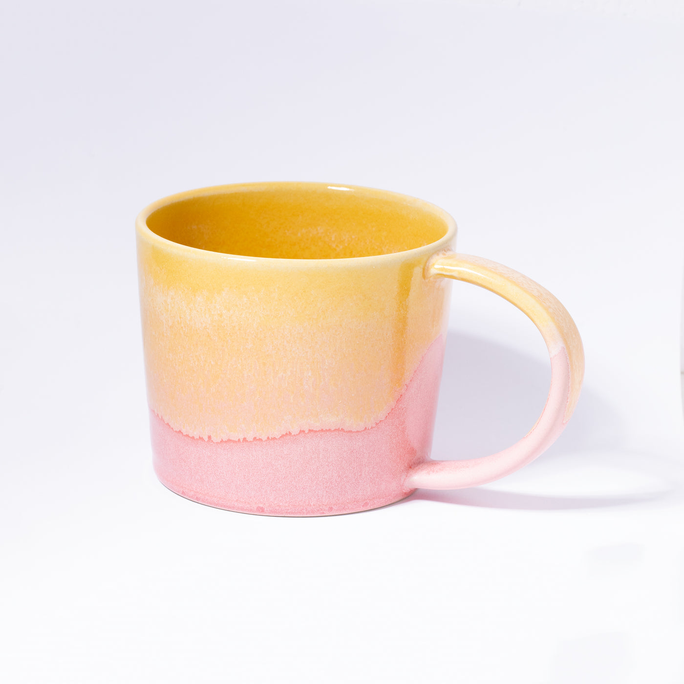 Grosse Tee Tasse Gelb / Rosa