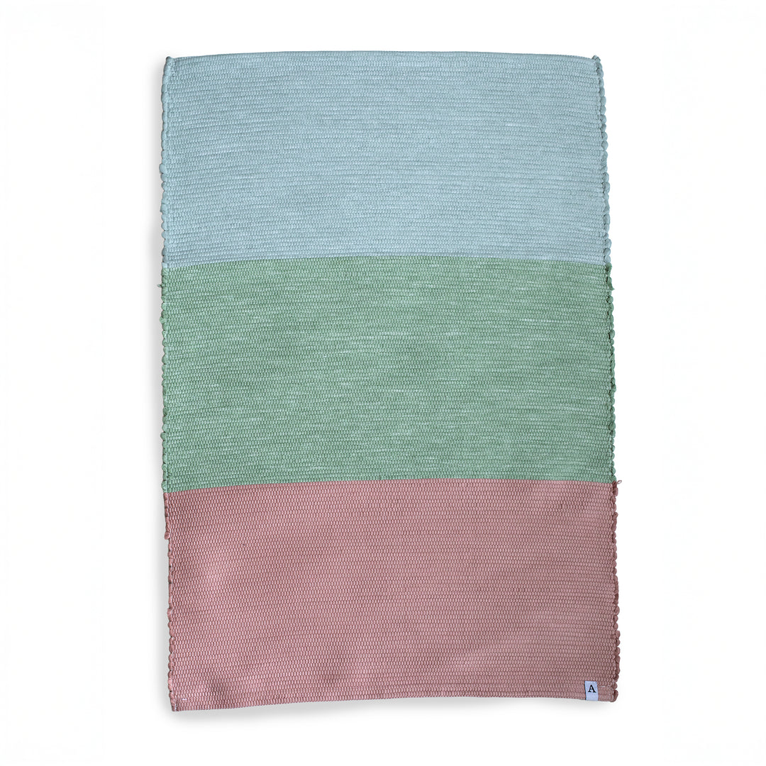 Noa Baumwollteppich Blau-Grün-Rosa