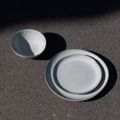 Tableware set stoneware neutral gray organic handmade Portugal Bowl plate